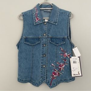 Vintage Y2K Bill Blass Jeans Denim Embroidered Vest NWT